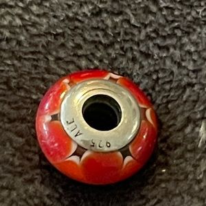 Pandora silver orange  murano charm